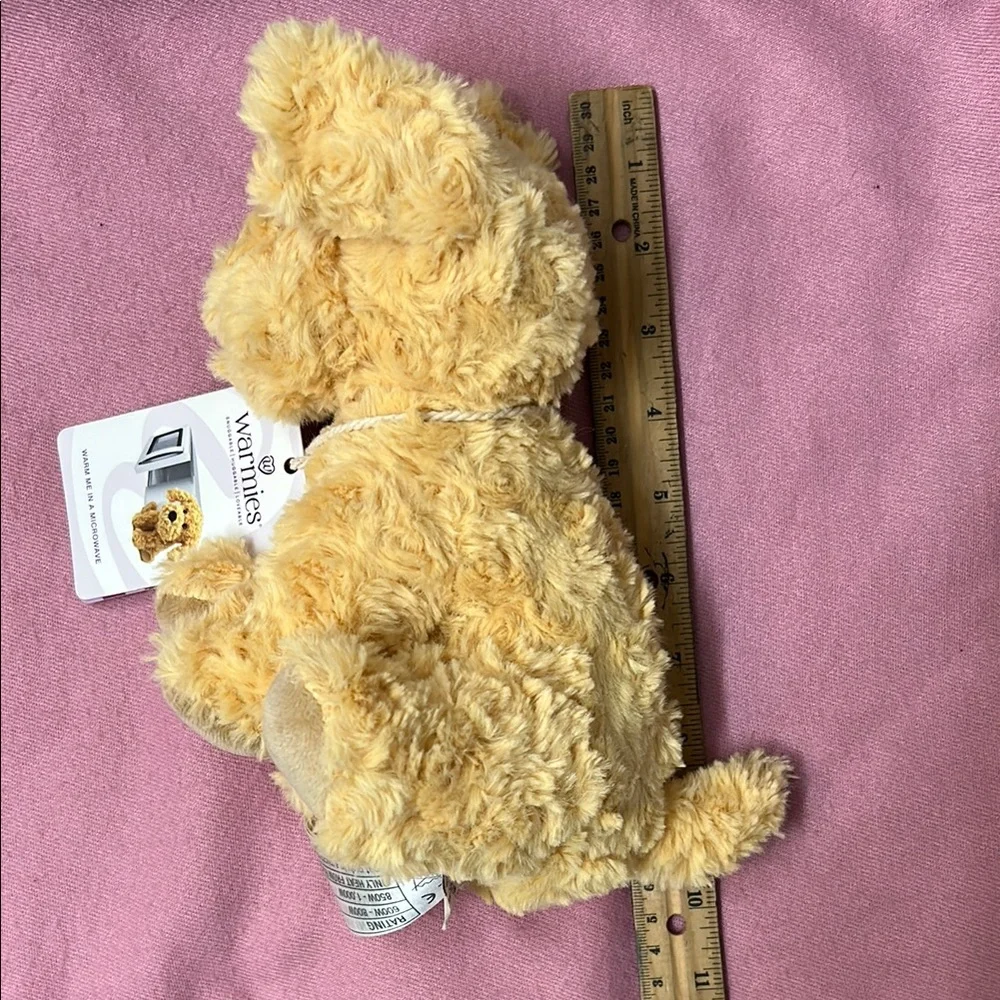 Warm Tan and Black Plush Dog Toy with Cuddly Texture